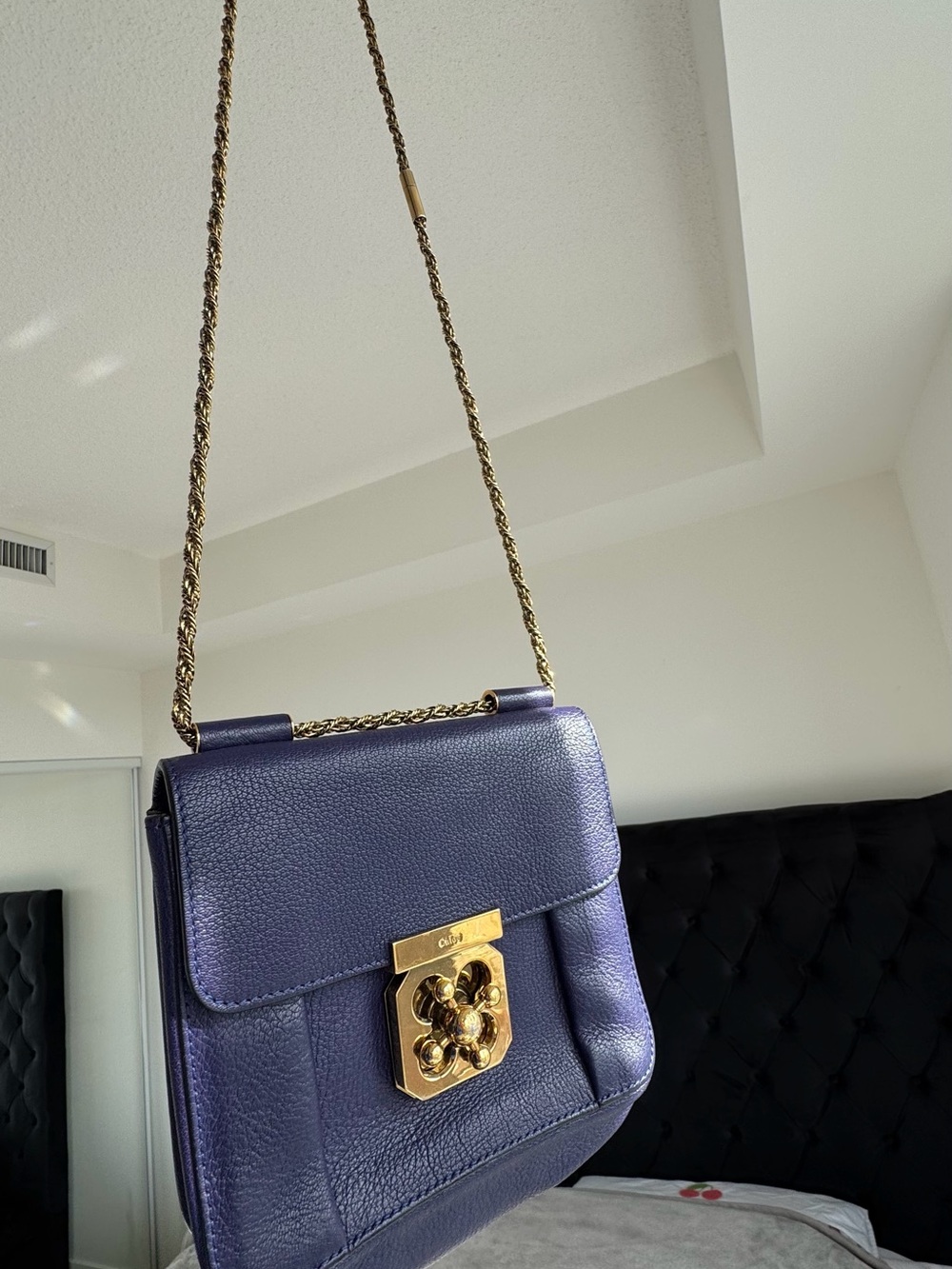 Authentic Chloe Small Purple Leather Bag with Gold Chain - Picture 13 of 15
